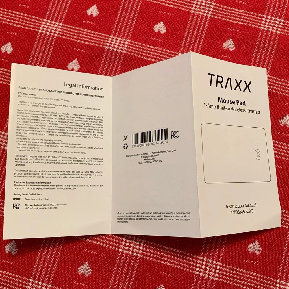 NWOT Traxx Wireless Charging Mouse Pad